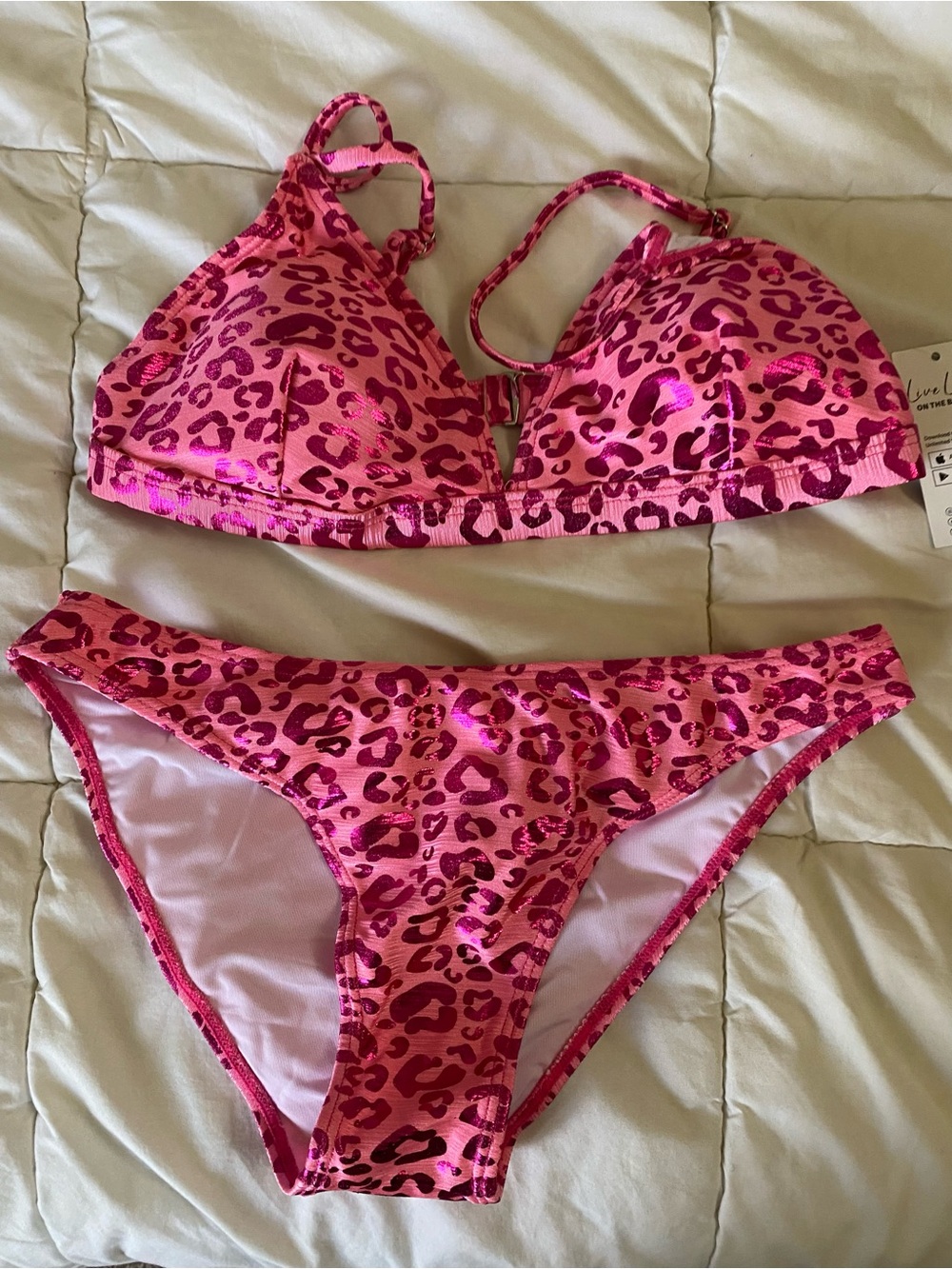 Cupshe Hot Pink Leopard Print Triangle Bikini Top Brand New Never worn tags on.